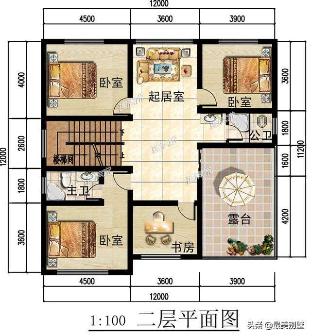 開間12米的別墅設(shè)計(jì)圖，非常具有參考價(jià)值，圖紙收藏起來(lái)，建房用得上