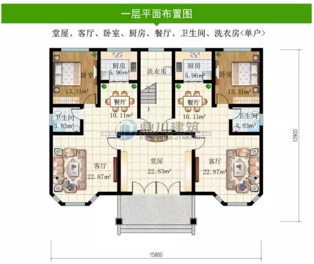 8款面寬15米的農村別墅設計圖，第1棟中式風格，第3棟帶車庫