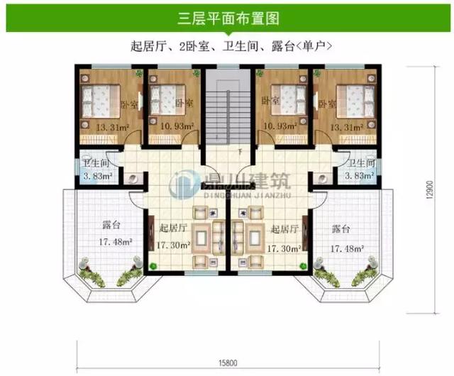 8款面寬15米的農村別墅設計圖，第1棟中式風格，第3棟帶車庫