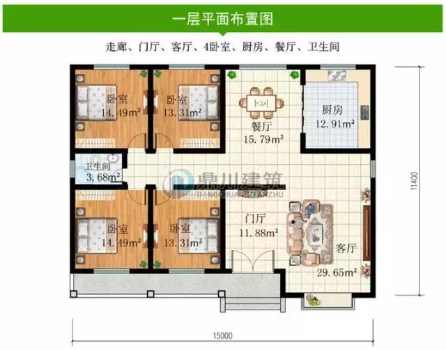 8款面寬15米的農村別墅設計圖，第1棟中式風格，第3棟帶車庫