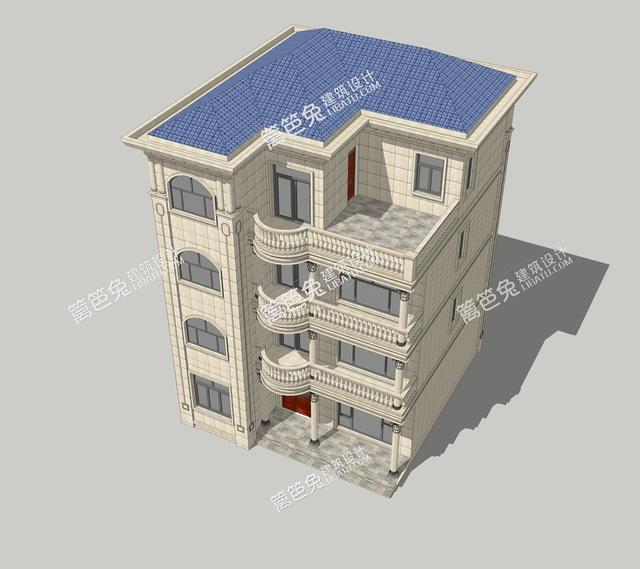 這款四層自建房別墅設(shè)計(jì)圖，占地只有100平米，三面采光，建成效果也是棒棒噠