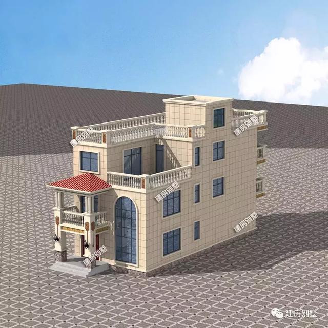 造價(jià)33萬左右寬7×18米農(nóng)村別墅設(shè)計(jì)圖，外觀是平屋頂戶型