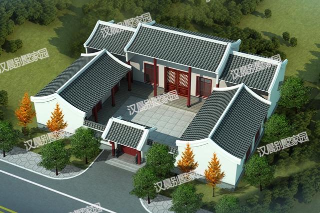 2款中式四合院農(nóng)村一層自建別墅設計圖，通過對傳統(tǒng)文化的發(fā)展和傳承，打造富有情趣的獨有的生活韻味