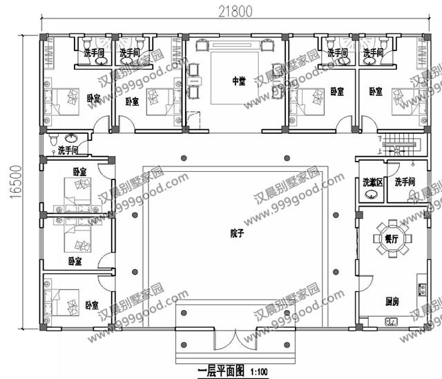 2款中式四合院農(nóng)村一層自建別墅設計圖，通過對傳統(tǒng)文化的發(fā)展和傳承，打造富有情趣的獨有的生活韻味