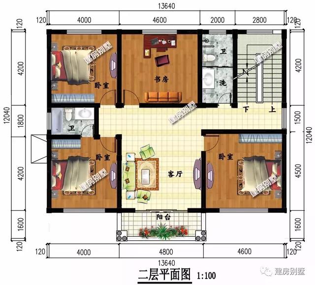 開間13.64×12米農(nóng)村別墅設計圖，看著就有強烈想要住進去的欲望