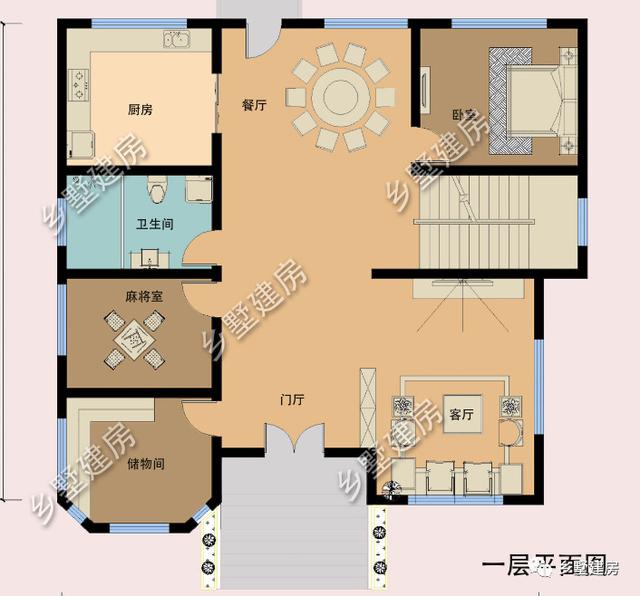 挑空客廳+多功能半地下室三層農(nóng)村自建房設(shè)計(jì)圖，基本可以滿足大多數(shù)人的需求