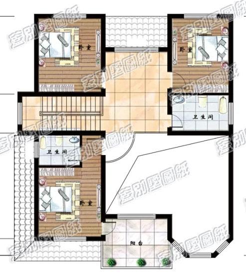 帶挑空客廳農(nóng)村二層小別墅施工圖，12萬(wàn)2廳5臥，時(shí)尚大氣