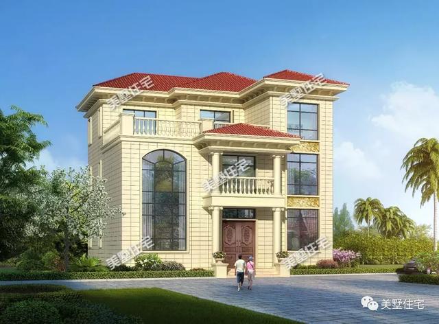 帶9間臥室的三層農(nóng)村別墅設(shè)計(jì)圖，這款別墅外觀簡潔清爽，更顯鄉(xiāng)居生活的溫馨