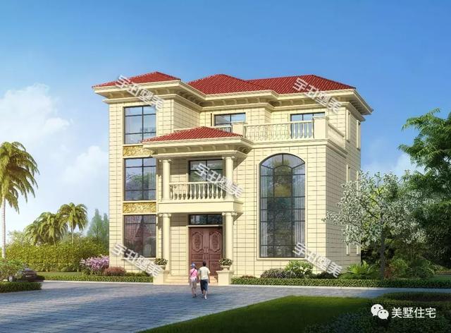 帶9間臥室的三層農(nóng)村別墅設(shè)計(jì)圖，這款別墅外觀簡潔清爽，更顯鄉(xiāng)居生活的溫馨