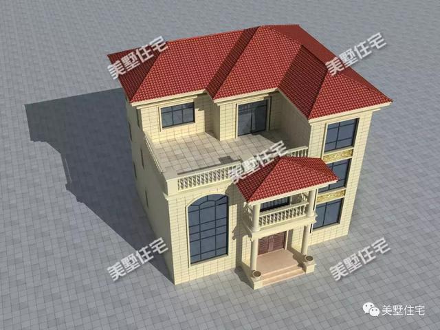 帶9間臥室的三層農(nóng)村別墅設(shè)計(jì)圖，這款別墅外觀簡潔清爽，更顯鄉(xiāng)居生活的溫馨