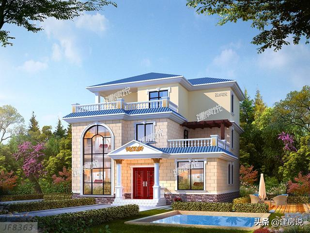 3款面寬12米的別墅設(shè)計圖，戶型設(shè)計合理，外觀簡約歐式風格