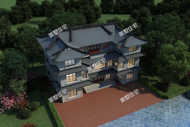 要建房還是中式別墅好，這款三層中式別墅設計圖，建成住一百年都不會過時