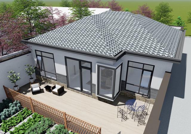 占地130平的農(nóng)村一層小別墅設(shè)計圖紙，現(xiàn)代風(fēng)格的獨棟別墅