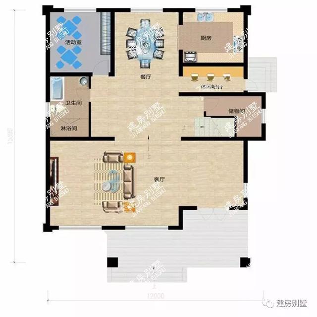 戶型比較簡單的兩層自建房設(shè)計(jì)圖，施工難度低，造價(jià)也不高