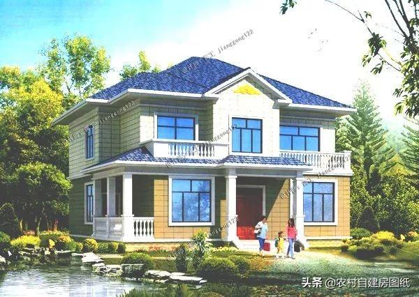 占地面積176平方米二層農(nóng)村別墅設(shè)計圖，7間臥室多露臺，足夠三代同堂同住