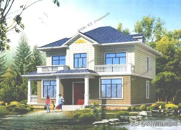 占地面積176平方米二層農(nóng)村別墅設(shè)計圖，7間臥室多露臺，足夠三代同堂同住