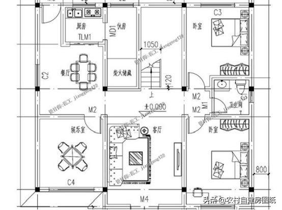 這套帶柴火灶和堂屋二層小別墅設(shè)計(jì)圖，讓你有面子還住的舒適