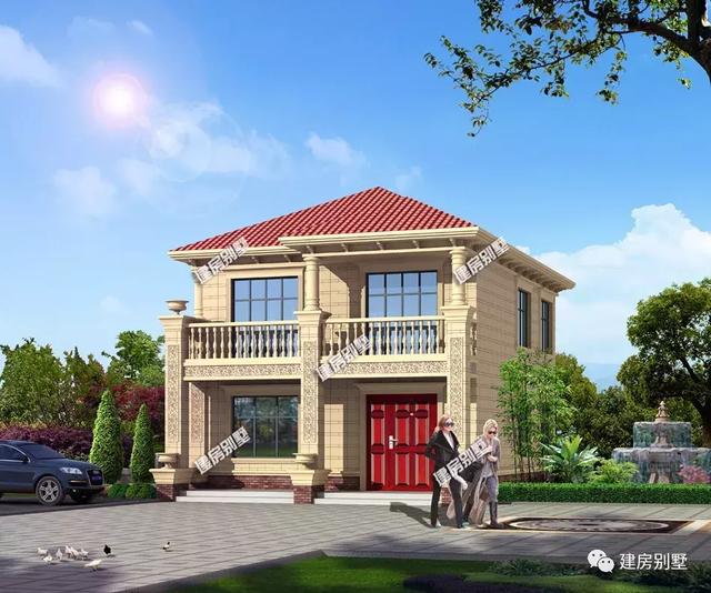 面寬8-9米的兩層自建房設計圖，造價較低，外觀美布局實用