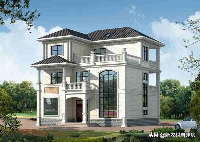 小面寬別墅設計圖，三層歐式自建房，外觀簡約大氣、是農(nóng)村建房不錯的選擇，讓我們一起來看一下吧！