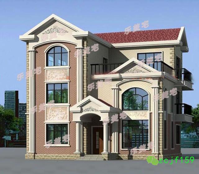 農村三層別墅房屋住宅設計圖，100平米左右，外觀立體感豐富，空間布局安排合理