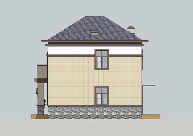 簡單實(shí)用造價不高的農(nóng)村二層別墅設(shè)計圖，坐北朝南的庭院，南北通過主體建筑劃分為前后庭院。