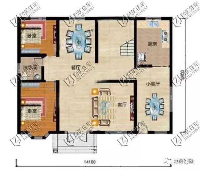 簡單實用的兩棟農(nóng)村自建房設(shè)計圖，帶柴火房的戶型，弄個土灶方便家里老人使用。