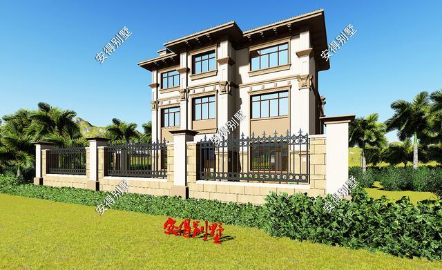 帶小院的3層歐式別墅設(shè)計圖，挑空大客廳大露臺，設(shè)計后的別墅總能起到事半功倍的效果。