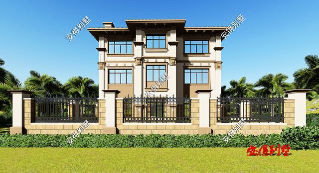 帶小院的3層歐式別墅設(shè)計圖，挑空大客廳大露臺，設(shè)計后的別墅總能起到事半功倍的效果。