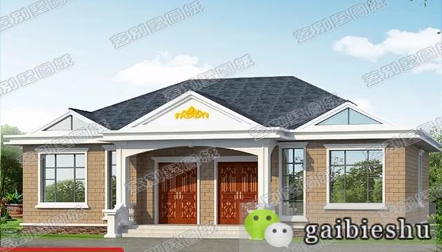 一層雙拼別墅戶型，左右對(duì)稱，布局上充分利用空間，特別適合農(nóng)村兩兄弟建造