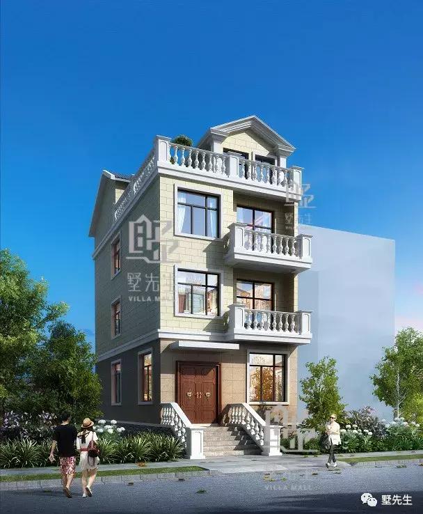 四層歐式自建別墅設(shè)計(jì)圖，6室4廳3衛(wèi)1廚1儲物間，臥室基本都是大面積的落地窗，不僅能達(dá)到好的采光效果，住起來也提升了舒適