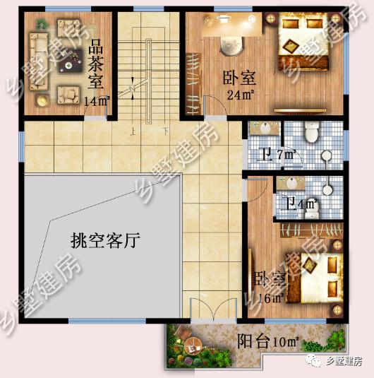 兩層簡歐風別墅設(shè)計圖，地下室+挑空客廳，功能齊全，樣式美觀。農(nóng)村自建房中的完美選擇