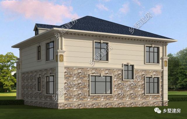 兩層簡歐風別墅設(shè)計圖，地下室+挑空客廳，功能齊全，樣式美觀。農(nóng)村自建房中的完美選擇