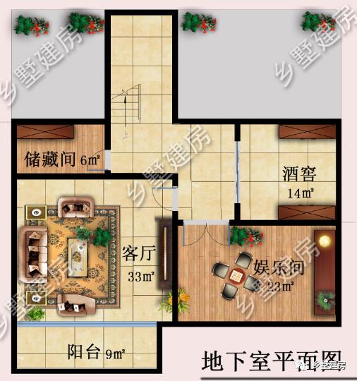 兩層簡歐風別墅設(shè)計圖，地下室+挑空客廳，功能齊全，樣式美觀。農(nóng)村自建房中的完美選擇