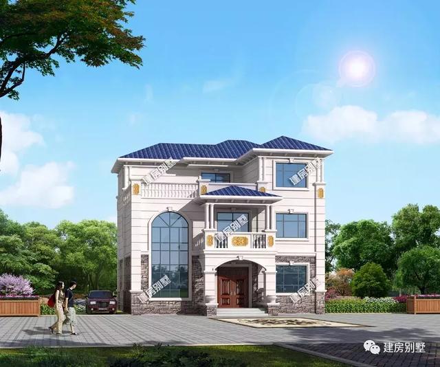 農(nóng)村簡歐式風(fēng)格別墅設(shè)計(jì)圖，客廳挑空，施工難度不大、造價(jià)不算太高