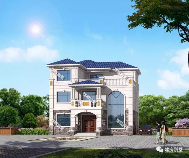 農(nóng)村簡歐式風(fēng)格別墅設(shè)計(jì)圖，客廳挑空，施工難度不大、造價(jià)不算太高