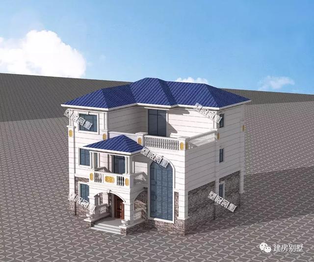 農(nóng)村簡歐式風(fēng)格別墅設(shè)計(jì)圖，客廳挑空，施工難度不大、造價(jià)不算太高