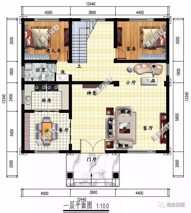農(nóng)村簡歐式風(fēng)格別墅設(shè)計(jì)圖，客廳挑空，施工難度不大、造價(jià)不算太高