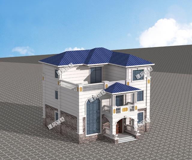 復(fù)式三層別墅設(shè)計圖，12.4×13.3米，布局合理，節(jié)省空間