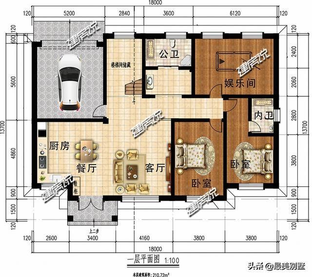 歐式三層別墅設(shè)計圖，自帶車庫和露臺，是農(nóng)村建房首選