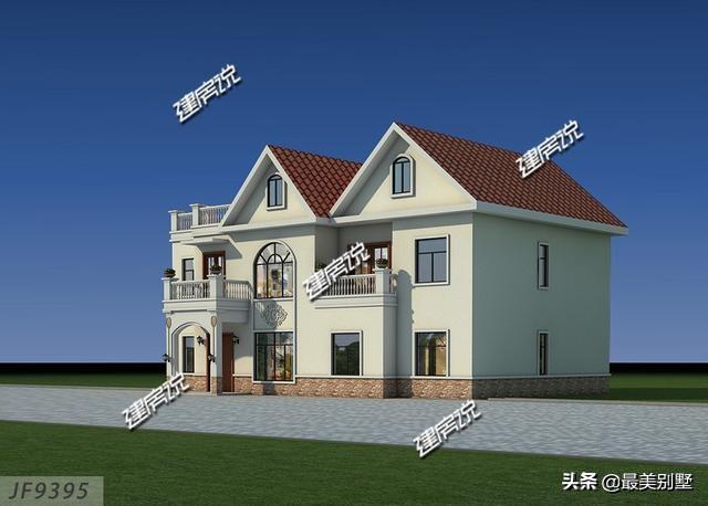 歐式三層別墅設(shè)計圖，自帶車庫和露臺，是農(nóng)村建房首選