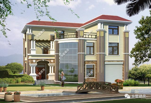 三層農(nóng)村別墅設(shè)計圖，造型別致，能建上這樣一棟別墅，也是非常有面子了