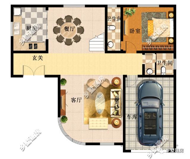 三層農(nóng)村別墅設(shè)計圖，造型別致，能建上這樣一棟別墅，也是非常有面子了