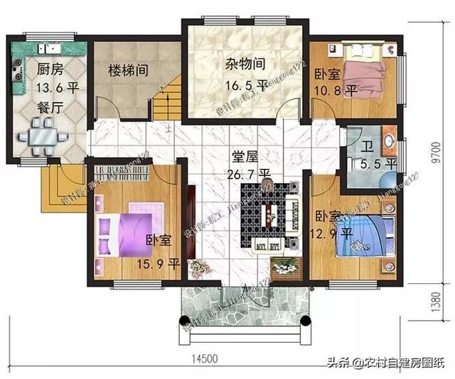 3款帶柴火灶的農村別墅設計圖，二款二層經濟實用型，一款三層時尚大氣型