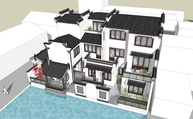 江西吉安別墅項(xiàng)目概況：中式別墅設(shè)計(jì)圖，占地140平左右