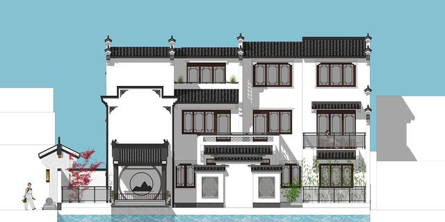 江西吉安別墅項(xiàng)目概況：中式別墅設(shè)計(jì)圖，占地140平左右