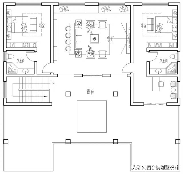 大戶人家的豪華別墅設(shè)計圖，視野開闊，采光通風(fēng)沒得說，挑空高層，各種功能齊全