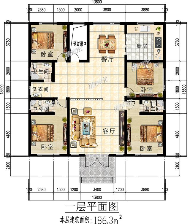 5款漂亮的一層別墅設(shè)計圖，18萬起建一棟，圖紙收藏好