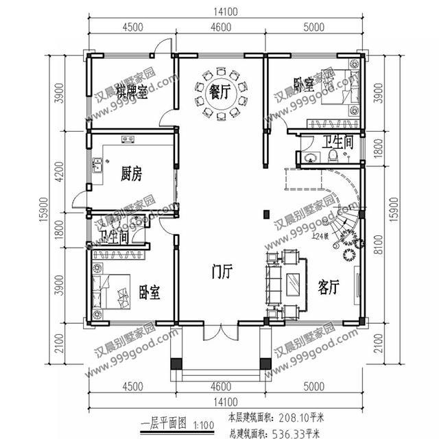 14.1X15.9米三層別墅設(shè)計(jì)圖，回老家蓋一棟房子，過(guò)向往的生活