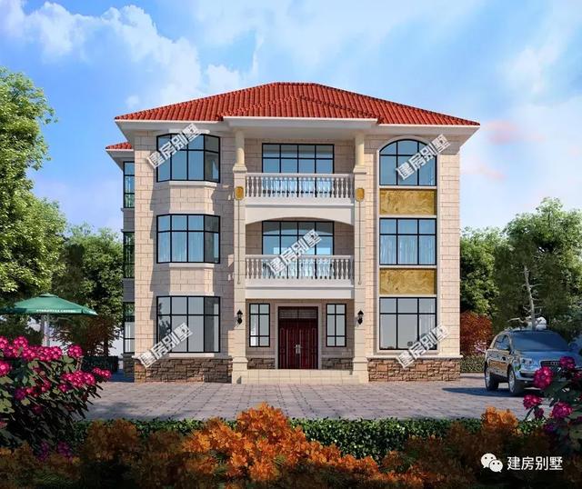 面寬12米左右的三層自建房設(shè)計(jì)圖，第一棟尺寸好外觀美布局好受歡迎，第二棟是三兄弟共用的疊拼房類型。