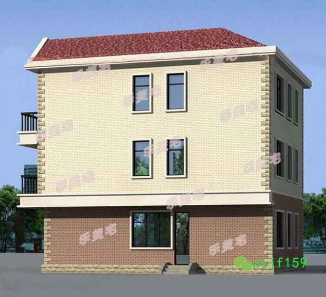 100平米左右農(nóng)村三層別墅房屋住宅設(shè)計(jì)圖，本戶(hù)型外形清新簡(jiǎn)潔，內(nèi)部的空間規(guī)劃緊湊，簡(jiǎn)單易建